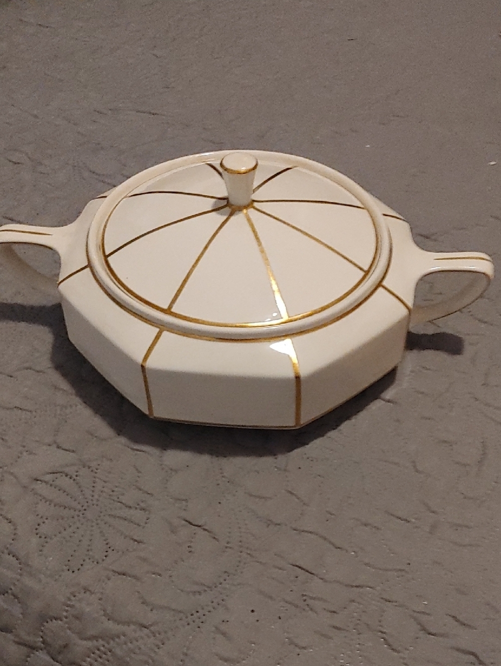 Steubenville China Serving Dish with Gold Trim